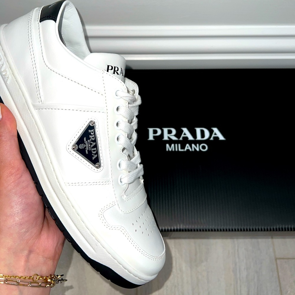 Prada Downtown Leather Low-Top Sneakers